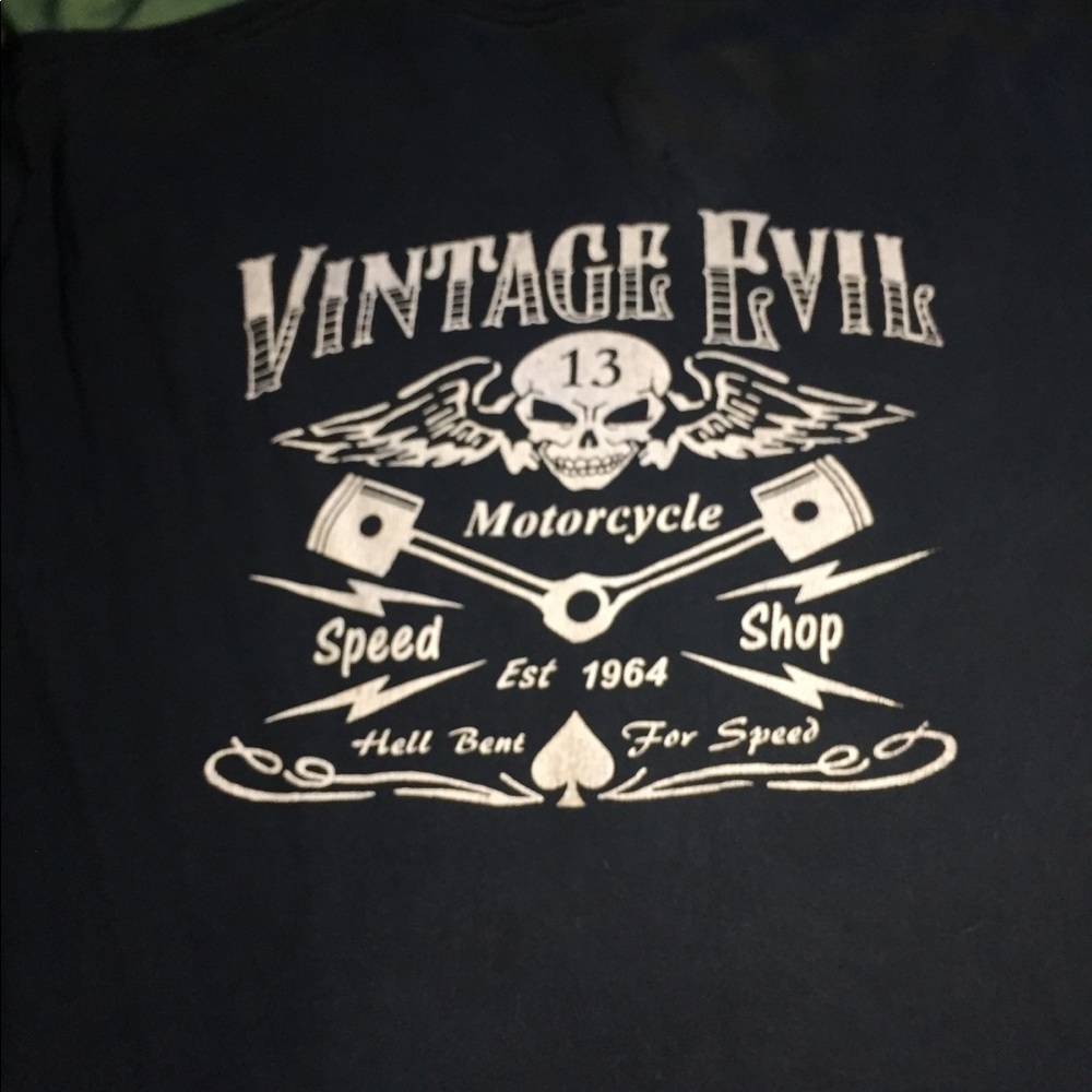 Vintage evil motorcycle speed shop t shirt